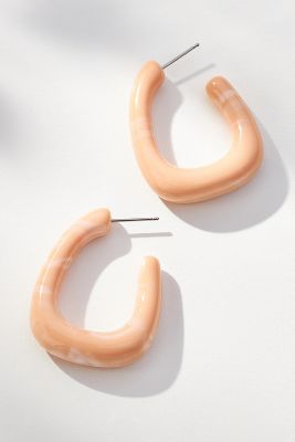 Shop By Anthropologie Translucent Stone Square Hoop Earrings In Orange