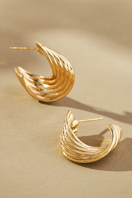 By Anthropologie Twisted Ribbed Post Earrings In Gold