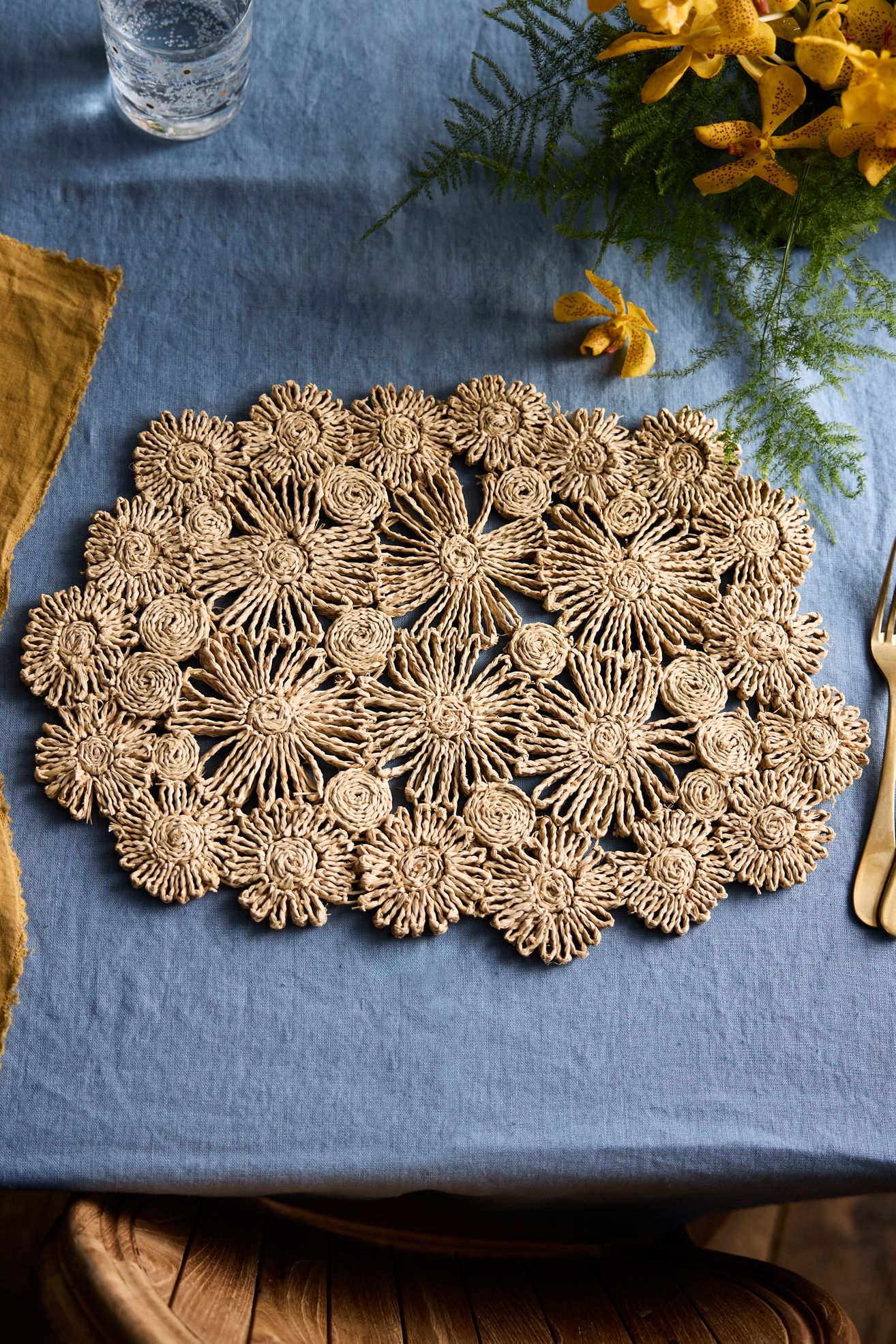Floral Raffia Placemat - Multi, One Size