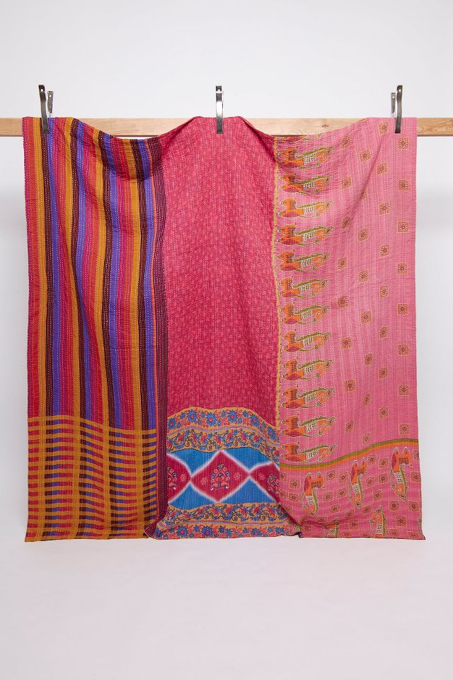 Anchal Queen Vintage Kantha Quilt No. Q230607 AnthroLiving