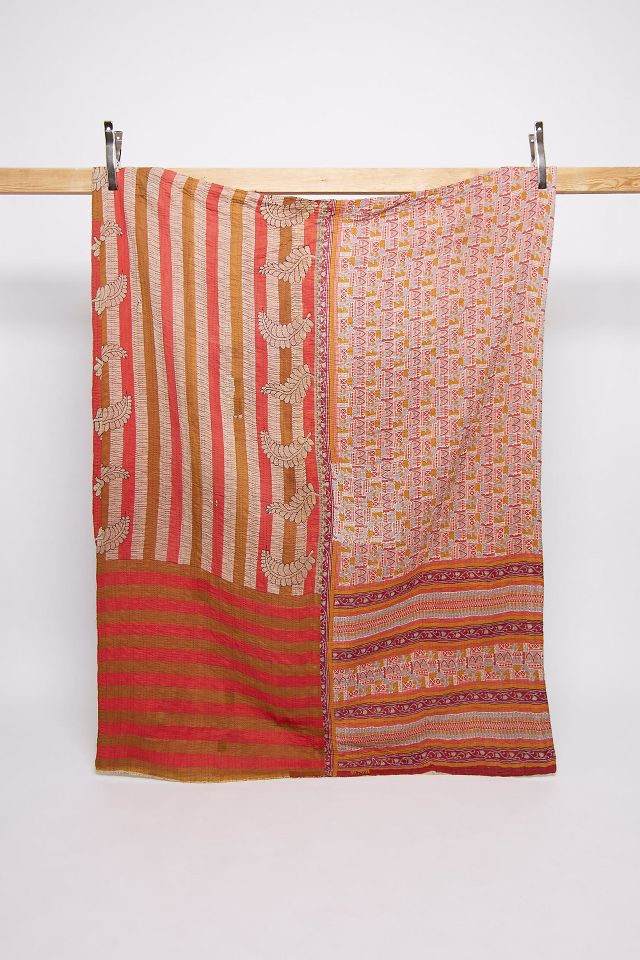 Anchal Twin Vintage Kantha Quilt No. T230507 AnthroLiving