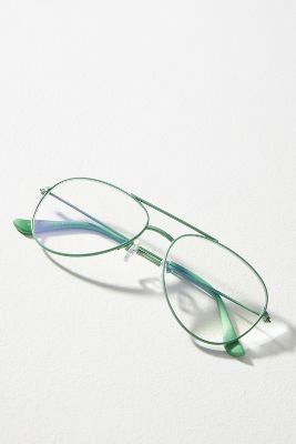 Shop By Anthropologie Matte Wire Aviator Glasses In Green