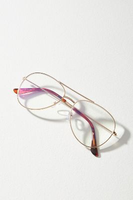 Shop By Anthropologie Matte Wire Aviator Glasses In Gold
