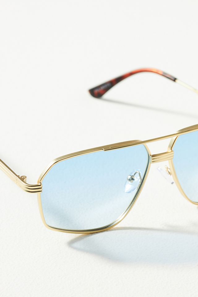 Anthropologie Tinted aviator sunglasses in gold frame Vintage 00s Brown Gold Aviator Tinted Double Wire Metal  main image 3