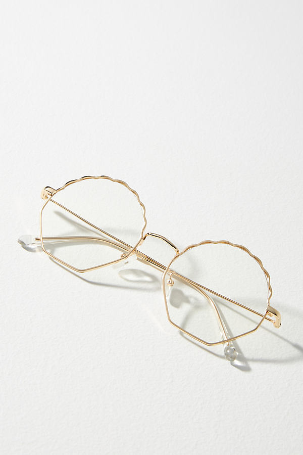 By Anthropologie Shell Icon Blue Light Glasses In Gold