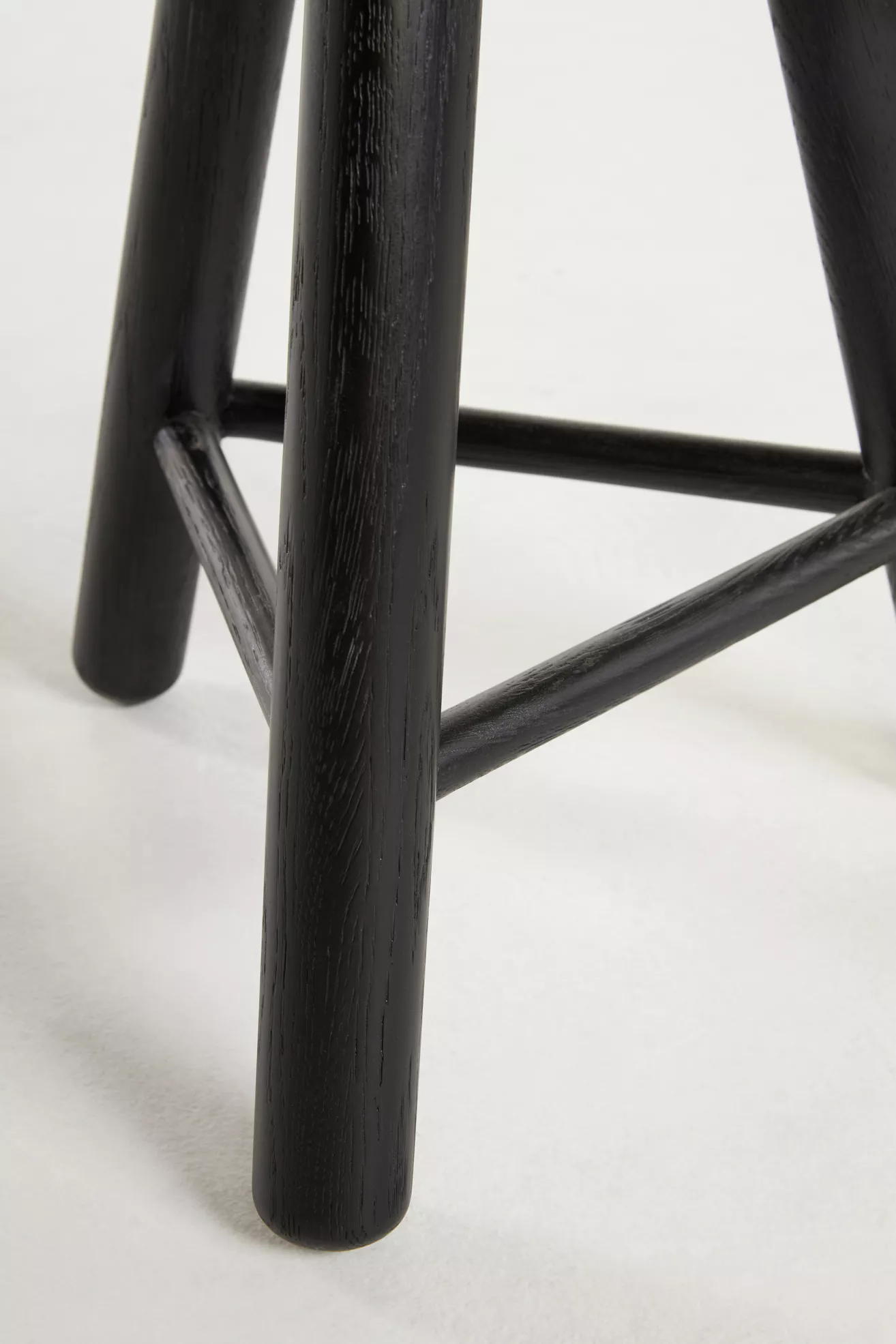 Close-up of stool leg junctions and cross support