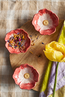 Petals Stoneware Pinch Bowls, Set of 3