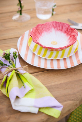 Terrain Petals Stoneware Bowl, Red In Pink