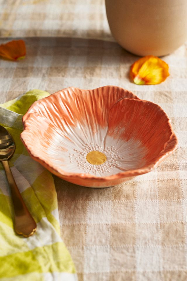 Petals Stoneware Bowl, Orange #2
