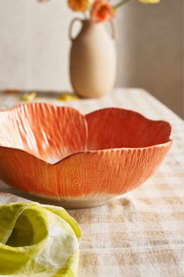 Petals Stoneware Bowl, Orange #3