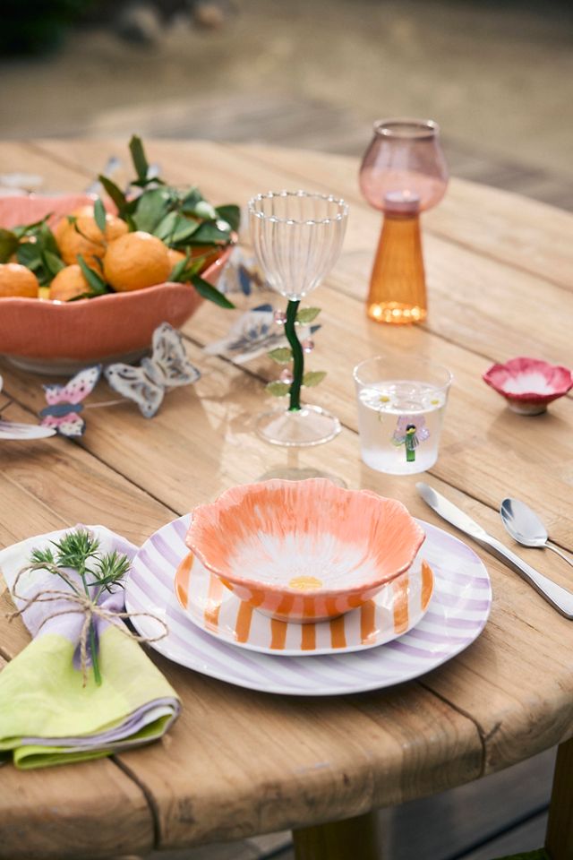 Petals Stoneware Bowl, Orange #5