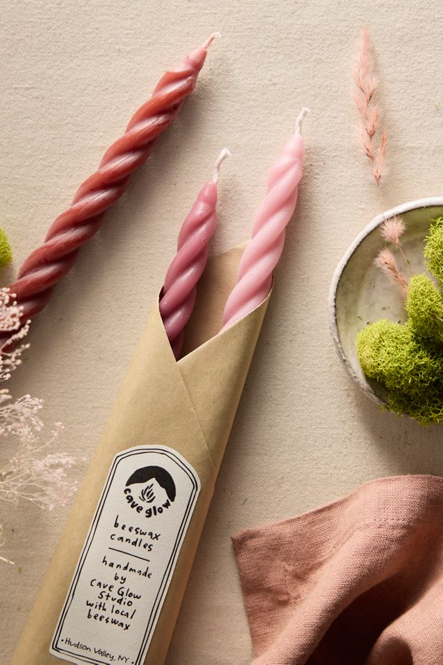 Twisty Taper Candles, Set of 3 Pinks	 #1
