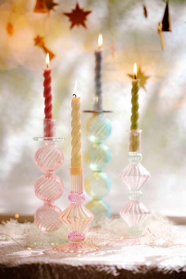 Twisty Taper Candles, Set of 3 Blue Multi #2