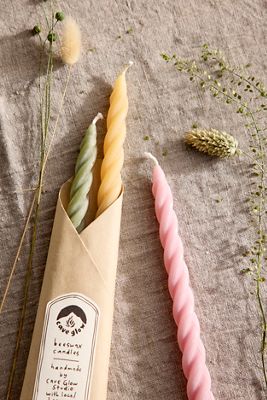 Twisty Taper Candles, Set of 3 Spring Mix