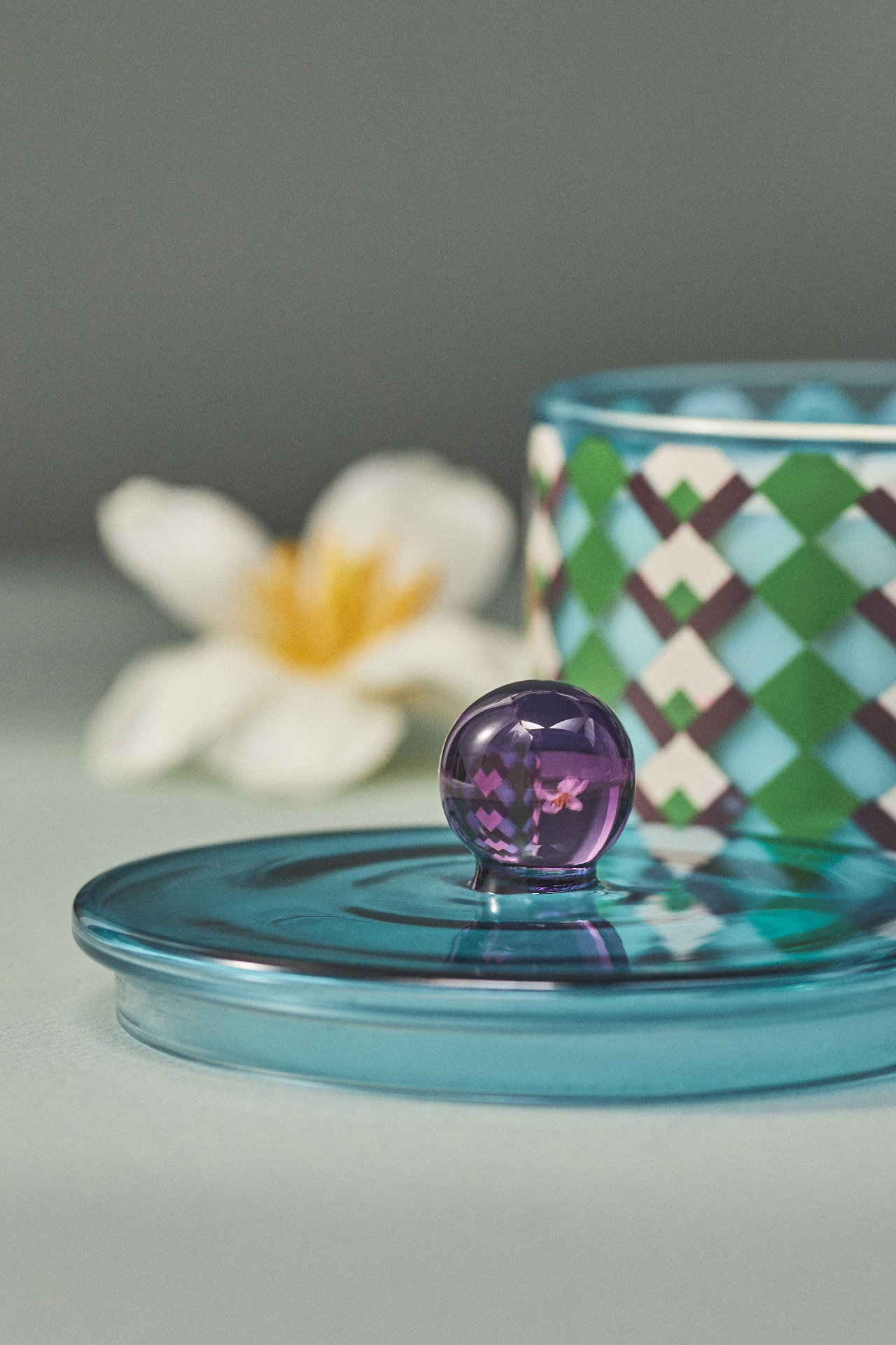 Farrah Floral Blue Poppy & Sage Glass Candle