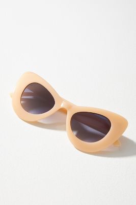 Shop By Anthropologie Oversized Curvy Cat-eye Sunglasses In White