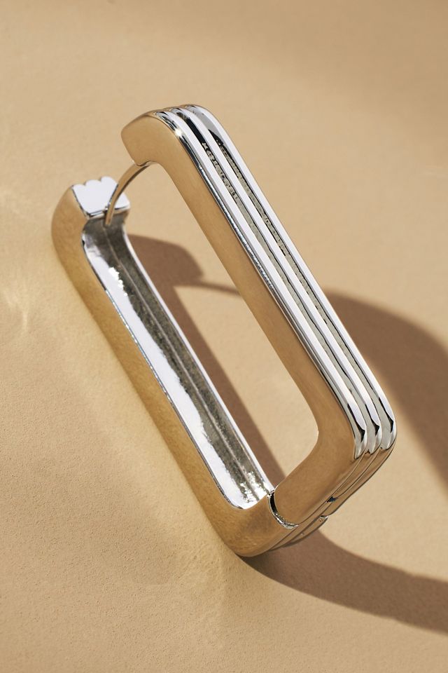 Lined Wide Huggie Hoop Earrings #1
