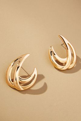 By Anthropologie Cutout C-shaped Earrings In Gold