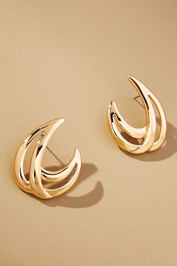 By Anthropologie Cutout C-shaped Earrings In Gold