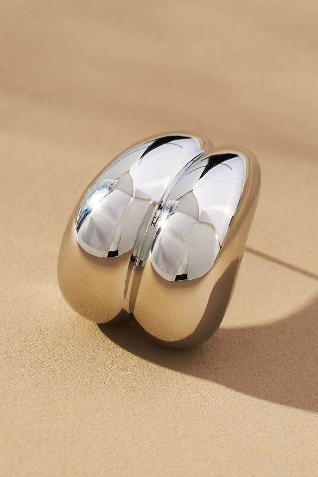 Thick Double Bean Huggie Earrings #1