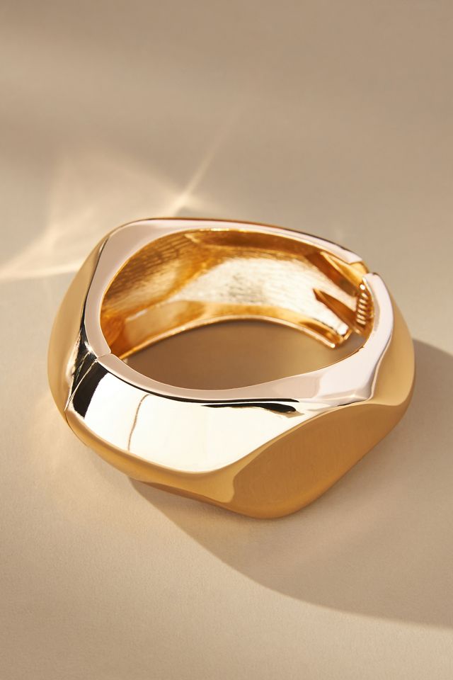 Wide Angular Hinged Bangle Bracelet