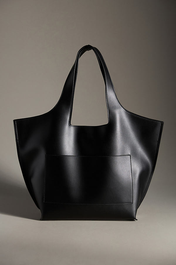 By Anthropologie Faux Leather Commuter Tote In Black