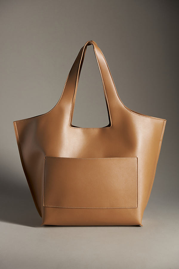 By Anthropologie Faux Leather Commuter Tote In Burgundy