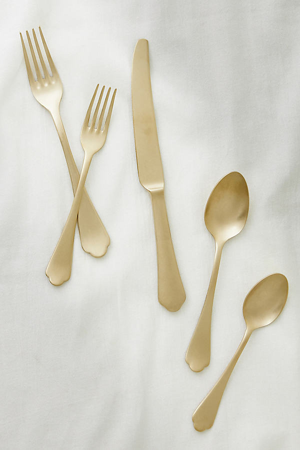 Dolce Vita Champagne Flatware 5-piece Place Setting In Gold