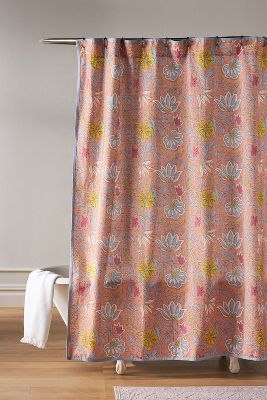 Shop Anthropologie Iluka Organic Cotton Shower Curtain In Pink