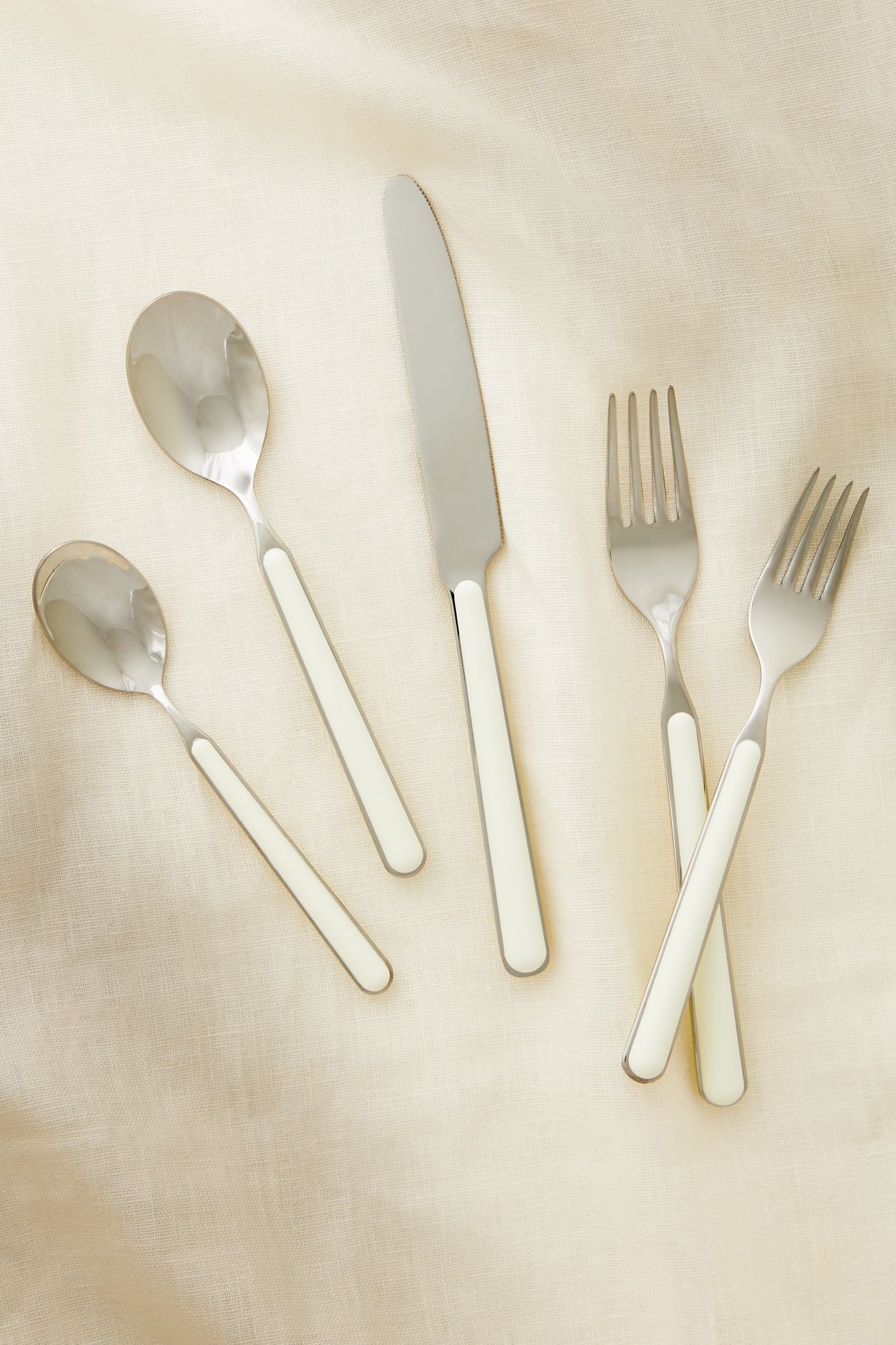 Mepra Fantasia Flatware 5-Piece Place Setting - White, Set Of 5