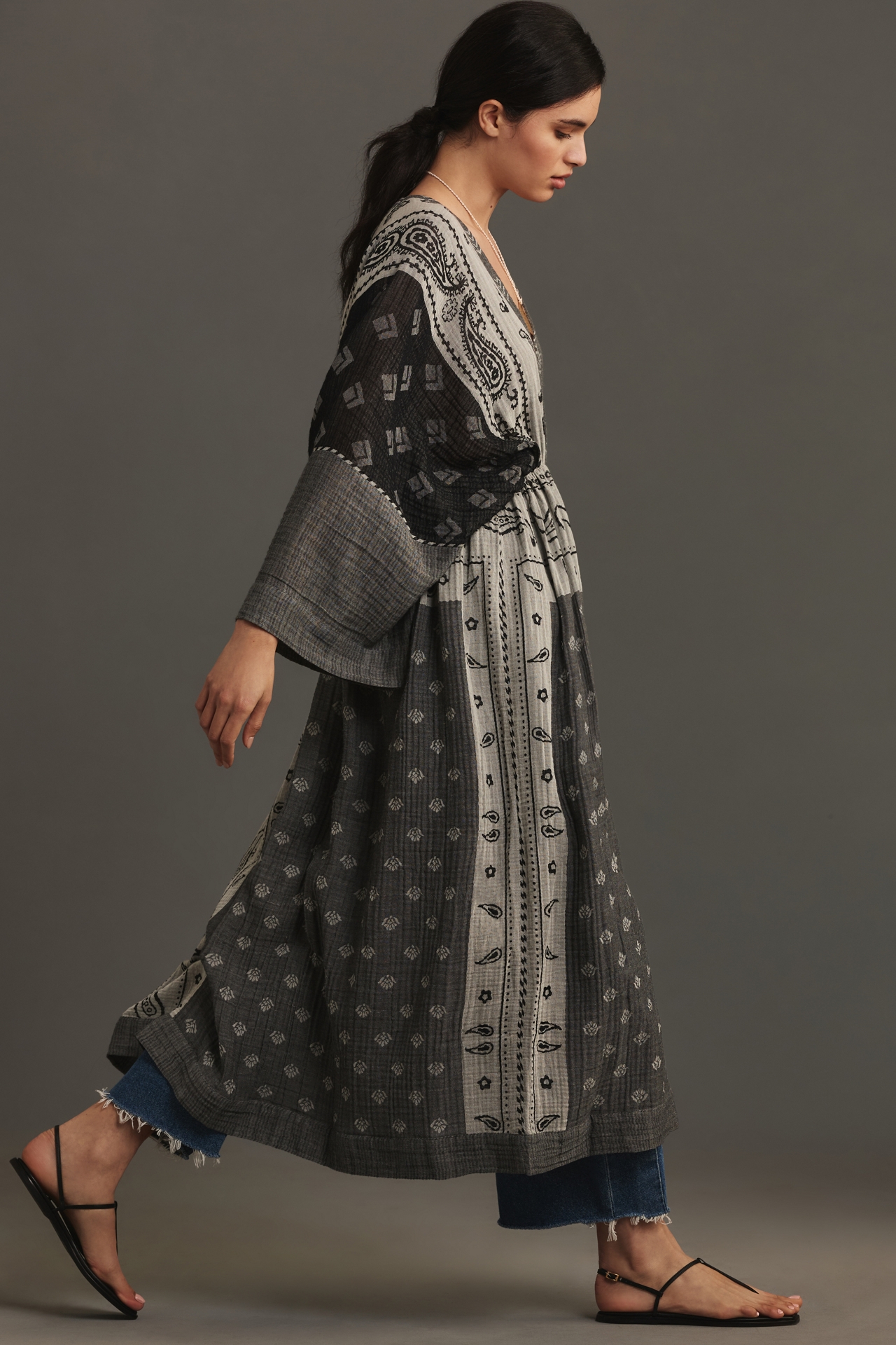 By Anthropologie Long-Sleeve Gauze Maxi Dress