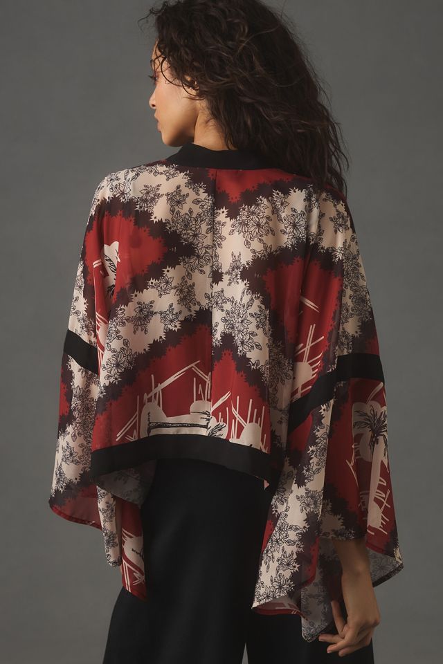 By Anthropologie Silky Printed Short Duster #1