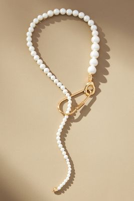 Shop By Anthropologie Big Clasp Pearl Necklace In White