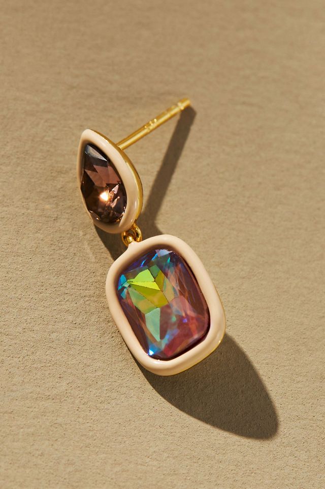 Asymmetrical Resin Crystal Drop Earrings #1