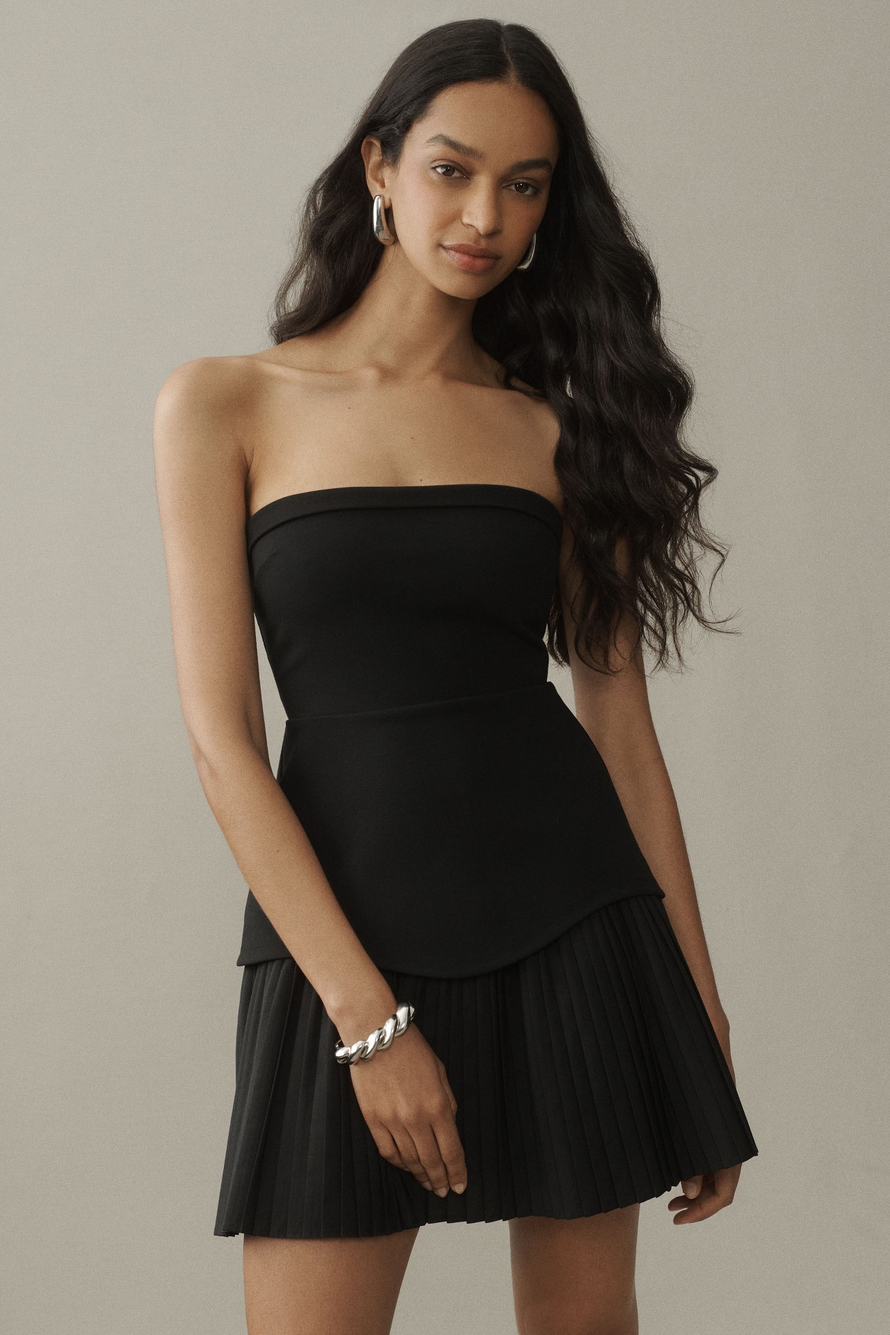 BHLDN Talia Strapless Drop-Waist Mini Dress