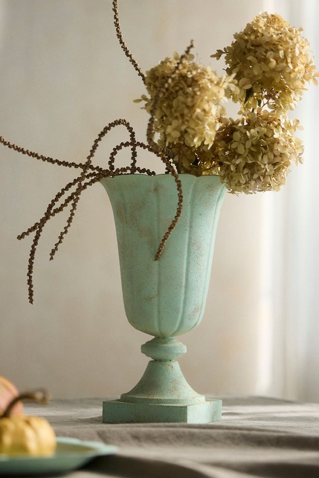 Antiqued Metal Urn Vase #1