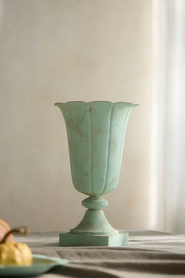 Antiqued Metal Urn Vase #2