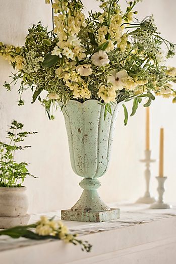 Antiqued Metal Urn Vase