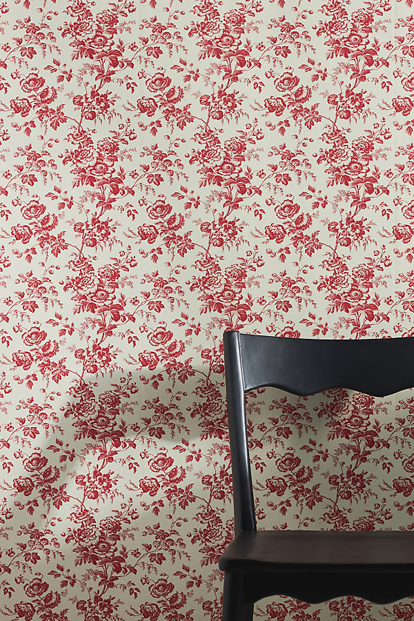 Anthropologie Anemone Toile Wallpaper In Red