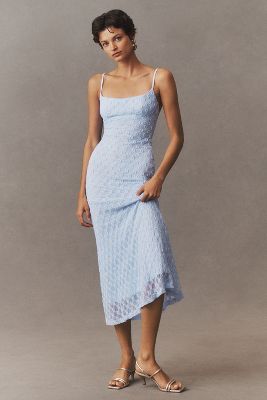 Shop Bardot Adoni Sleeveless Mesh Midi Dress In Blue