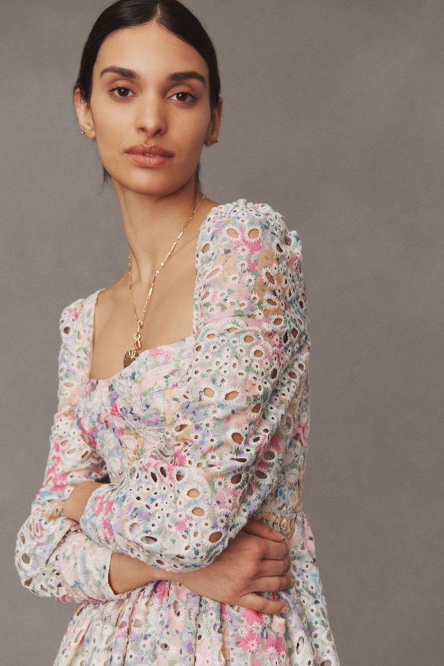 bardot lila flounce broderie mini dress Bardot Lila Flounce Broderie Mini Dress