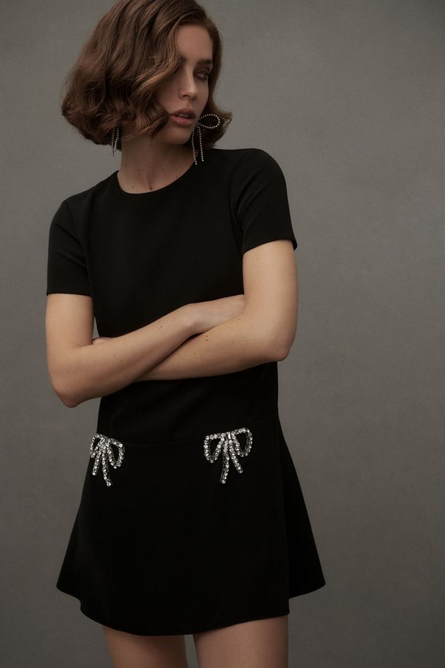 Sachin & Babi V-Neck Short-Sleeve Bow Satin Mini Dress  #4