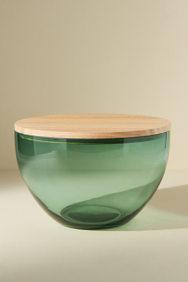Anthropologie Serve & Store Bowl With Lid In Green