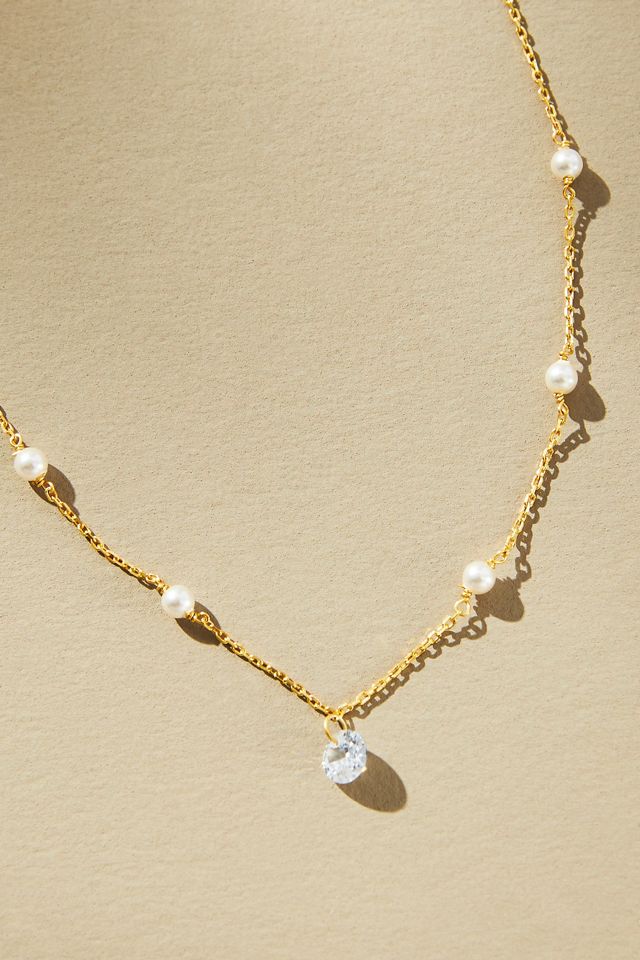 Pearl and Crystal Chain Necklace | Anthropologie