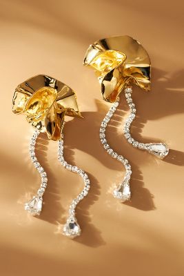 Sterling King Sylvia Crystal Drop Earrings In Gold