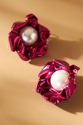 Sterling King Titania Pearl Earrings In Pink