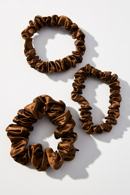 Slip Back To Basics Assorted Scrunchie Set In Brown