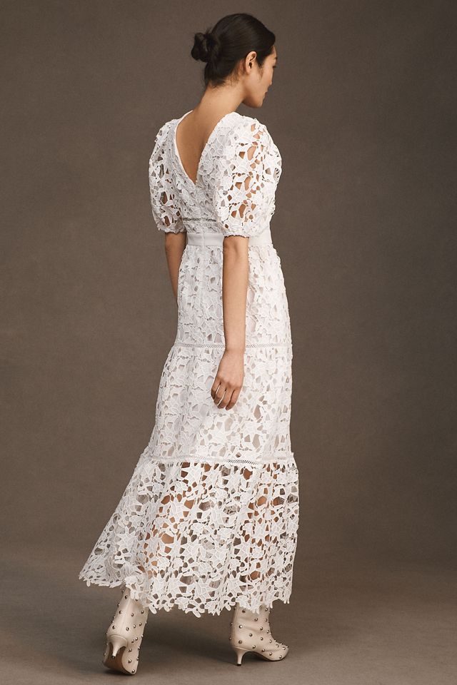 Endless Rose V-Neck Puff-Sleeve Lace Tiered Maxi Dress #2