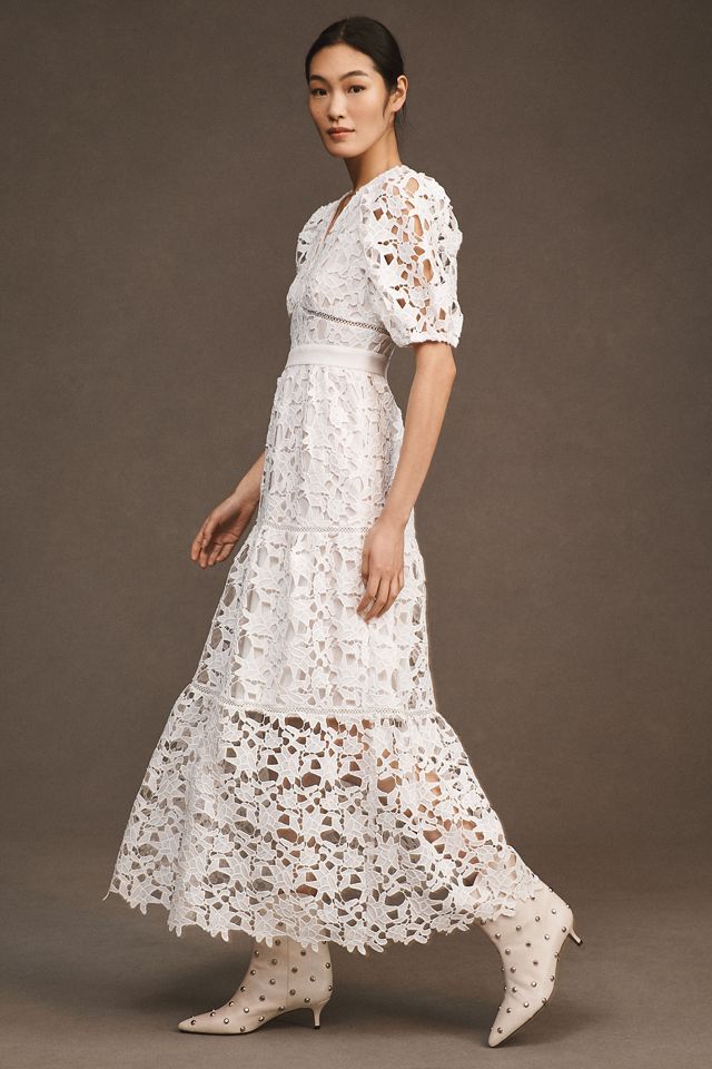 Endless Rose V-Neck Puff-Sleeve Lace Tiered Maxi Dress #3