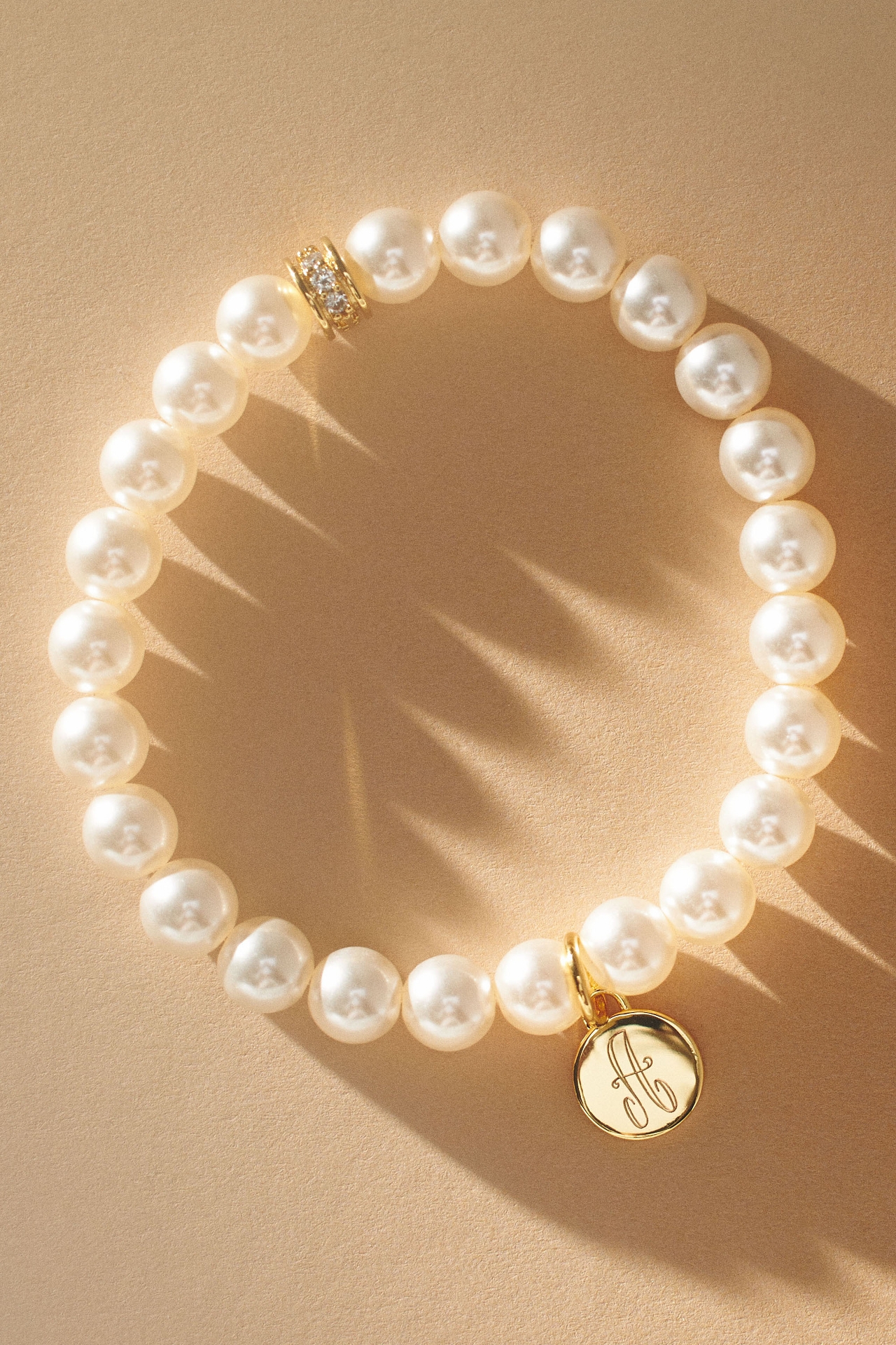 Engraved Monogram Pearl Bracelet